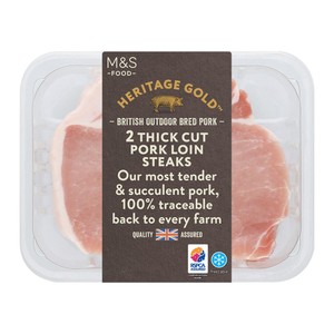 M&S Heritage Gold British Outdoor Bred 2 Thick Cut Pork Chops