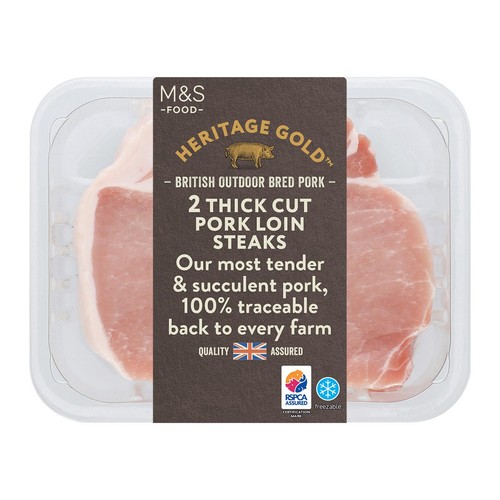 M&S Heritage Gold British Outdoor Bred 2 Thick cut Pork Loin Steaks