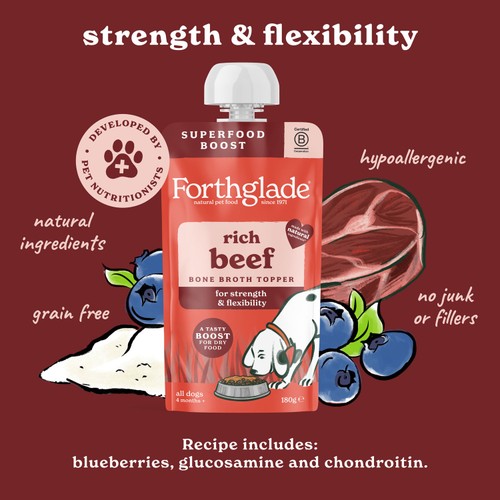 Forthglade Bone Broth Topper for Dogs, Rich Beef