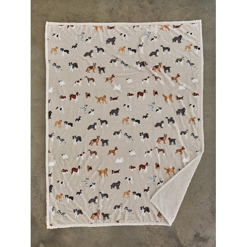 Deyongs Mixed Dogs Oatmeal Sherpa Throw