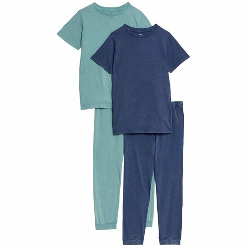M&S Acid Wash Pyjamas, 7-8 Years, Navy
