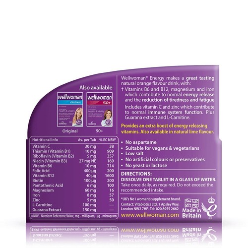 Vitabiotics WellWoman Orange Energy Effervescent Tablets 