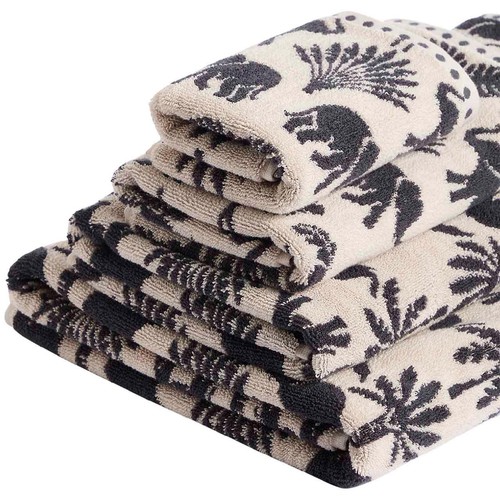 M&S Pure Cotton Elephant Palm Towel, Bath Towel, Charcoal