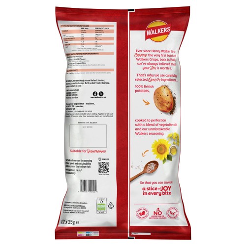 Walkers Ready Salted Multipack Crisps 12 x 25g