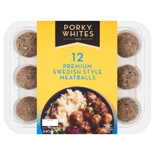 Porky Whites 12 Premium Swedish Style Meatballs, 340g Porky Whites 12 Premium Swedish Style Meatballs, 340g