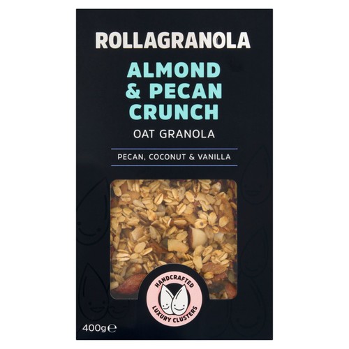 Rollagranola Almond Pecan Crunch, Oat Granola, Vegan, 2% Sugar, Gluten Free
