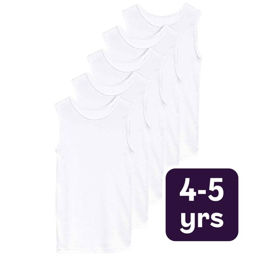 M&S Collection Unisex Cotton Vests, 4-5 Y, White