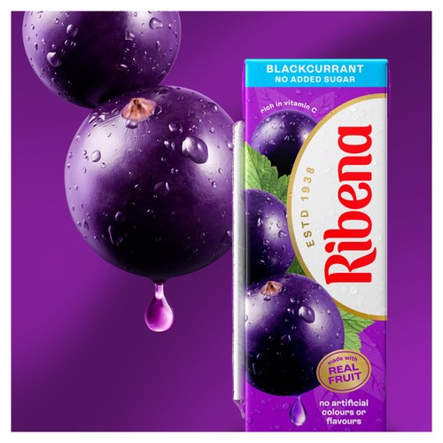 Ribena Blackcurrant No Added Sugar Juice cartons