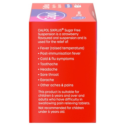 Calpol SixPlus Sugar & Colour Free Suspension Sachets Strawberry 6+ Years