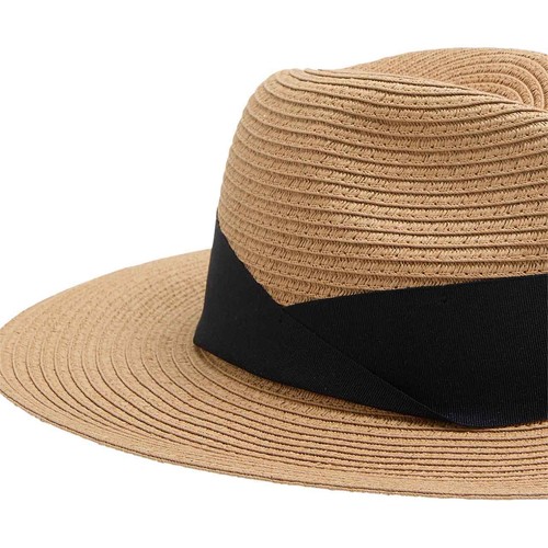 M&S Womens Paper Straw Fedora Hat, Medium-Large, Natural
