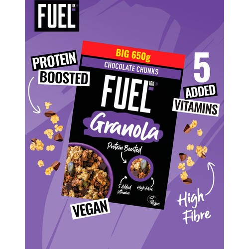 FUEL10K Chocolate Chunk Protein Granola Breakfast Cereal