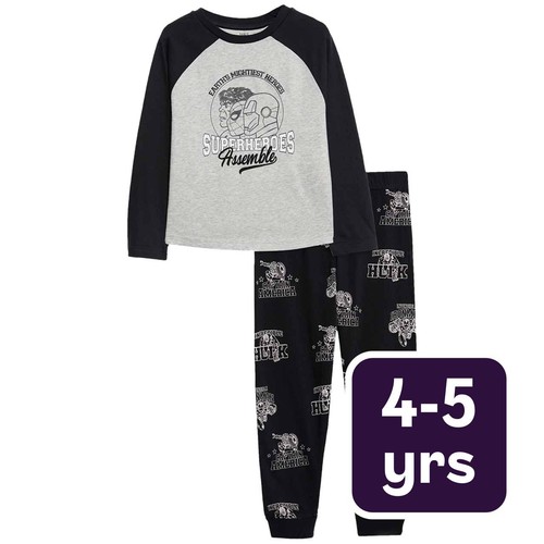 M&S Marvel Avengers Pyjamas, 4-5 Y, Grey