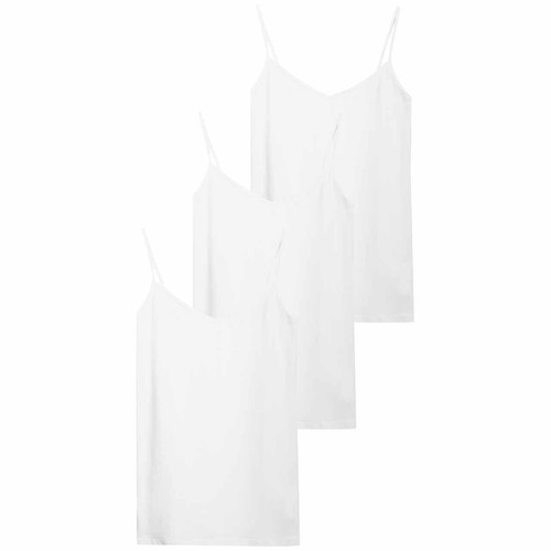 M&S Womens Cotton Rich Strappy Vests, 16, White