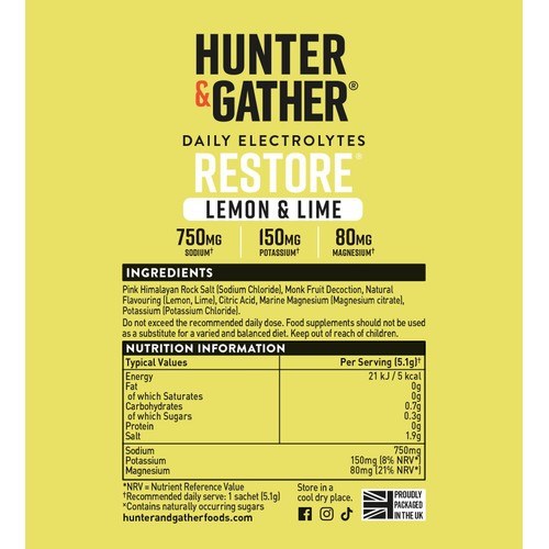 Hunter & Gather Restore, Electrolytes - Lemon & Lime