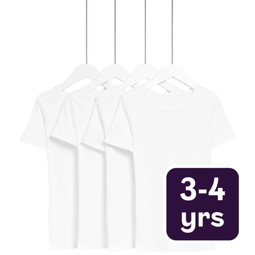 M&S Collection Cotton Vests, 3-4 Years, White
