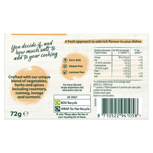 Knorr 8 Chicken Zero Salt Stock Cubes