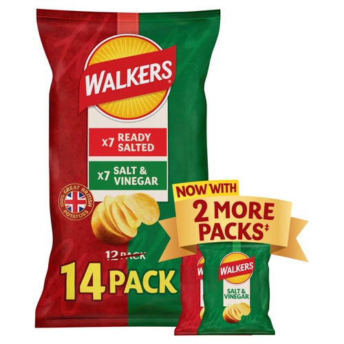 Walkers Ready Salted, Salt & Vinegar Variety Multipack Crisps