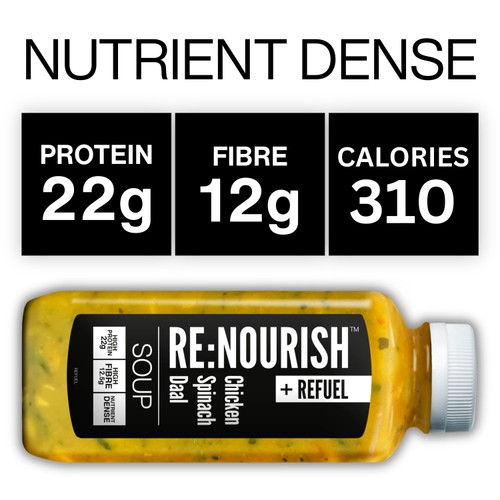 RENOURISH Refuel Chicken, Spinach Daal, High Protein Soup