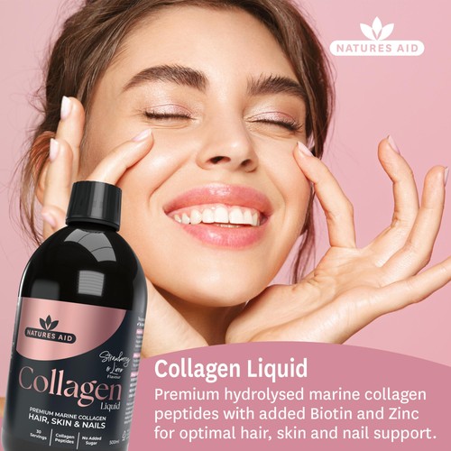 Natures Aid Collagen Liquid Strawberry & Lime
