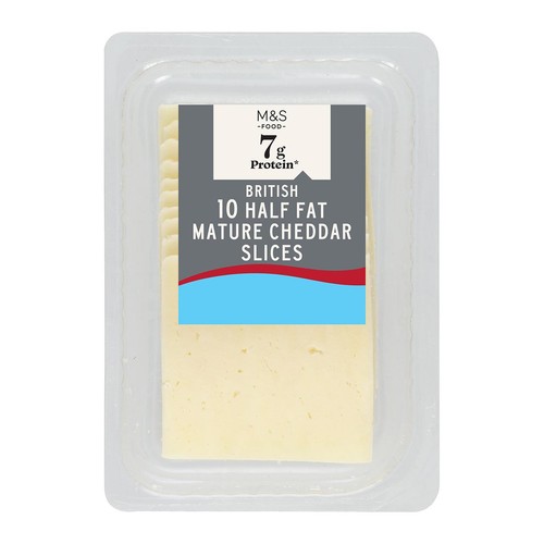 M&S High Protein 10 Half Fat Mature Cheddar Slices