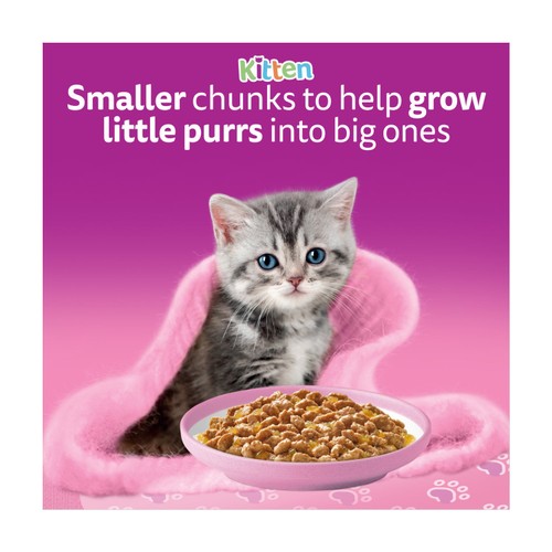Whiskas Kitten 2-12mths Wet Cat Food Pouches Poultry Feasts in Jelly