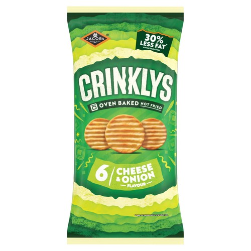 Jacob's Crinklys Cheese & Onion 30% Less Fat  Multipack Snacks