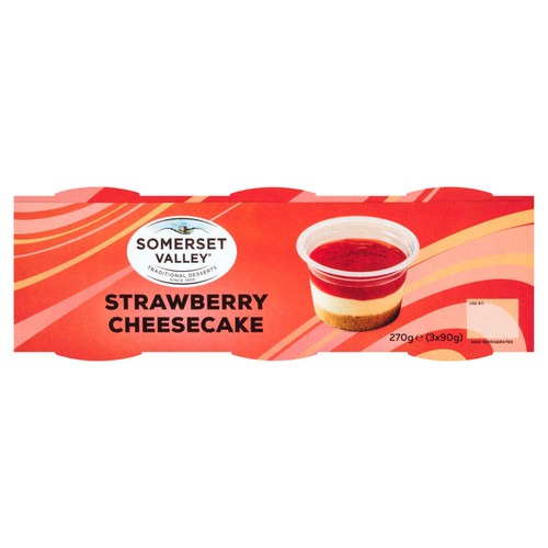 Somerset Valley Strawberry Cheesecake, 3 x 90g
