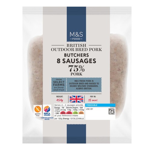 M&S Butchers 8 Pork Sausages