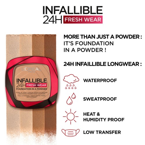 L'Oreal Paris Infallible 24H Foundation in a Powder, Shade 375 Deep Amber