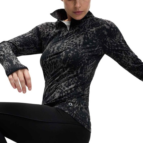 M&S Womens Goodmove Ultraheat Printed Half Zip Running Top, 14, Dark Mix