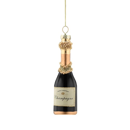 Glass Gold/Dark Green Champagne Bottle 