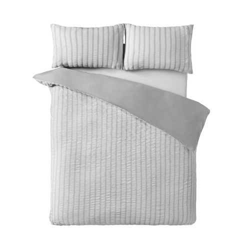 Catherine Lansfield So Soft Seersucker Stripe Double Duvet Set