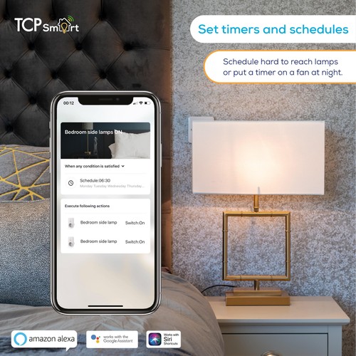 TCP Smart Plug, Timer, App, Voice, For Security & Lights