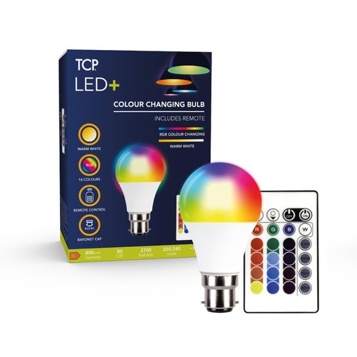 TCP LED Plus Colour Changing Classic 800L B22 9W with Remote