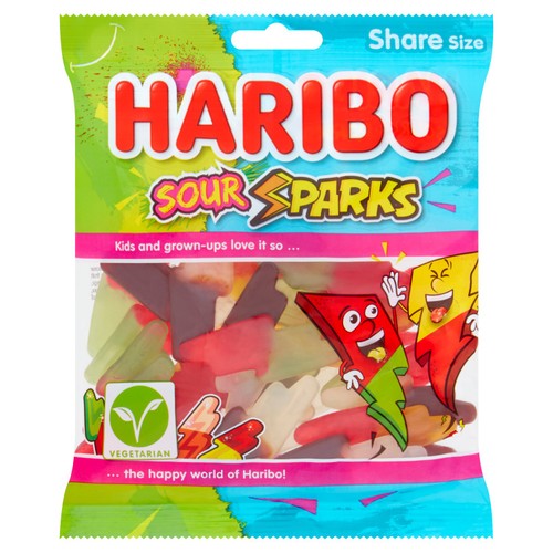 Haribo Sour Sparks Vegetarian Sweets Sharing Bag