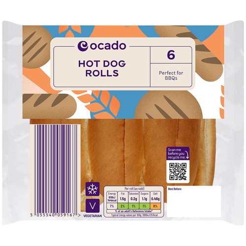 Ocado Sliced Hot Dog Rolls