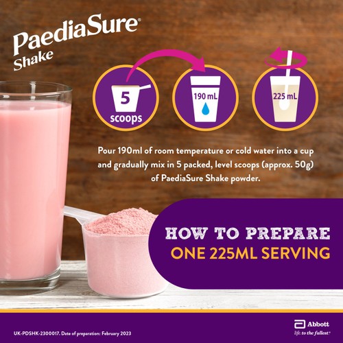 PaediaSure Shake, Strawberry Nutritional Supplement Powder, 1-10 Yrs