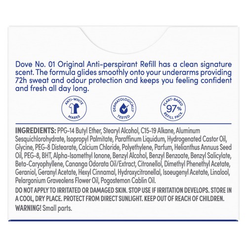 Dove No1 Original 72h Antiperspirant Deodorant Refill Pack