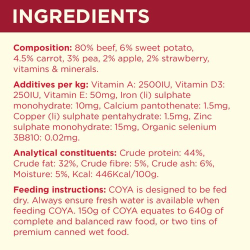 COYA Freeze-Dried Raw Adult Dog Food Beef