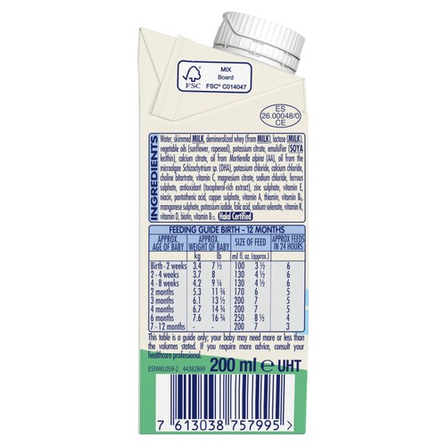 LITTLE STEPS First Infant Baby Milk from birth Ready-to-use milk 200ml
