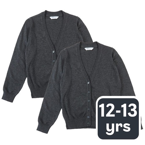 M&S Girls Pure Cotton Cardigan, 12-13 Years, Grey