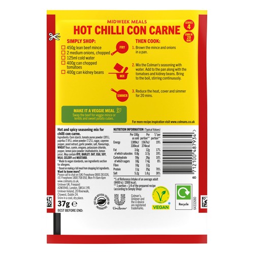 Colman's Hot Chilli Con Carne Recipe Mix