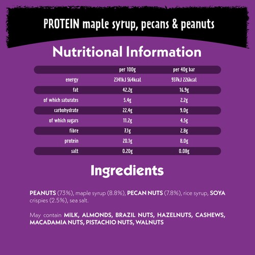 Eat Natural Maple Syrup, Pecan and Peanut Bars