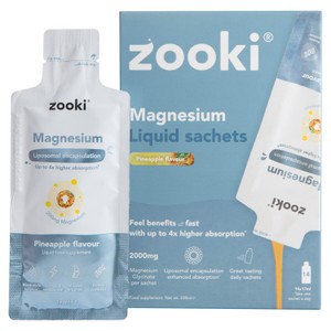 Zooki Liposomal Magnesium Bisglycinate 2,000mg, Pineapple Sachets