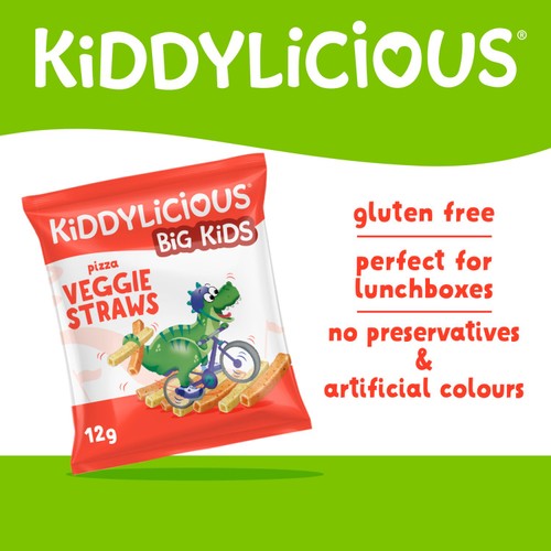 Kiddylicious Pizza Flavoured Veggie Straws Kids Snacks Multi