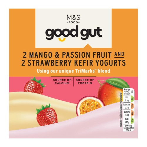 M&S Good Gut Mango & Passion Fruit and Strawberry Kefir Yogurts Multipack