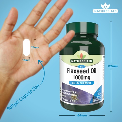 Natures Aid Vegetarian Flaxseed Oil 1000mg Capsules