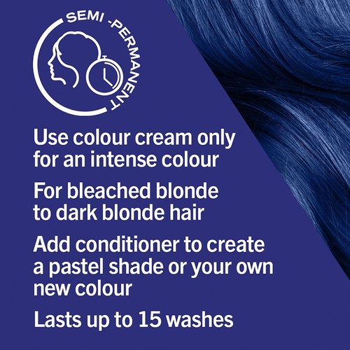 Schwarzkopf LIVE, Vibrant Semi-permanent Blue Hair Dye, Electric Blue 095