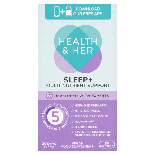 Health & Her Sleep+ Multinutrient Support Supplement Capsules 