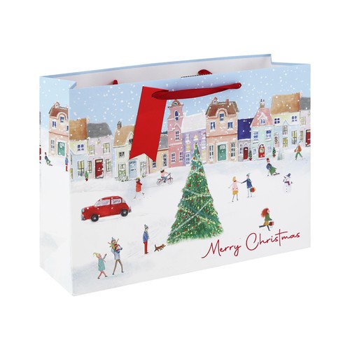 Merry Christmas Town Scene Gift Bag
